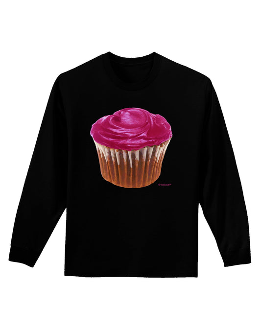 Giant Bright Pink Cupcake Adult Long Sleeve Dark T-Shirt by TooLoud-TooLoud-Black-Small-Davson Sales