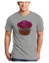 Giant Bright Pink Cupcake Adult V-Neck T-shirt by TooLoud-Mens V-Neck T-Shirt-TooLoud-HeatherGray-Small-Davson Sales