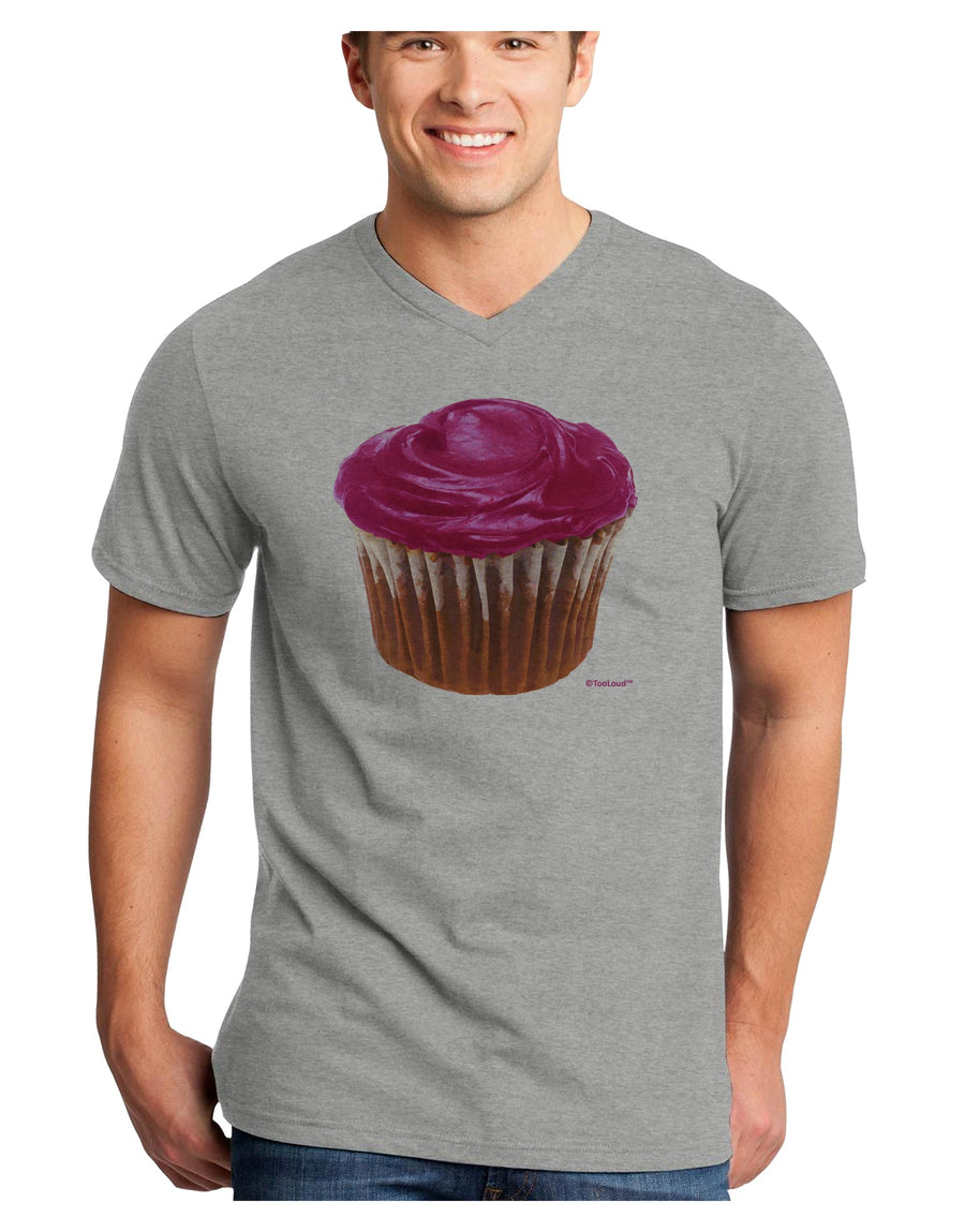 Giant Bright Pink Cupcake Adult V-Neck T-shirt by TooLoud-Mens V-Neck T-Shirt-TooLoud-White-Small-Davson Sales