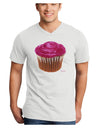 Giant Bright Pink Cupcake Adult V-Neck T-shirt by TooLoud-Mens V-Neck T-Shirt-TooLoud-White-Small-Davson Sales