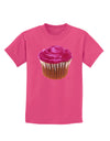 Giant Bright Pink Cupcake Childrens Dark T-Shirt by TooLoud-Childrens T-Shirt-TooLoud-Sangria-X-Small-Davson Sales