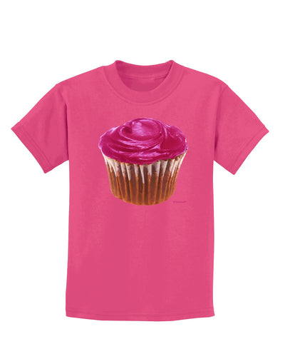 Giant Bright Pink Cupcake Childrens Dark T-Shirt by TooLoud-Childrens T-Shirt-TooLoud-Sangria-X-Small-Davson Sales