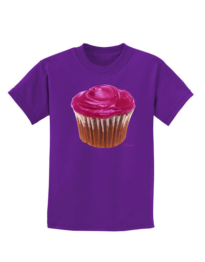 Giant Bright Pink Cupcake Childrens Dark T-Shirt by TooLoud-Childrens T-Shirt-TooLoud-Purple-X-Small-Davson Sales