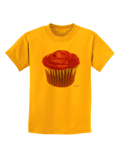 Giant Bright Pink Cupcake Childrens T-Shirt by TooLoud-Childrens T-Shirt-TooLoud-Gold-X-Small-Davson Sales