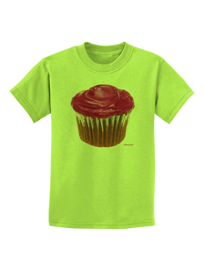 Giant Bright Pink Cupcake Childrens T-Shirt by TooLoud-Childrens T-Shirt-TooLoud-Lime-Green-X-Small-Davson Sales