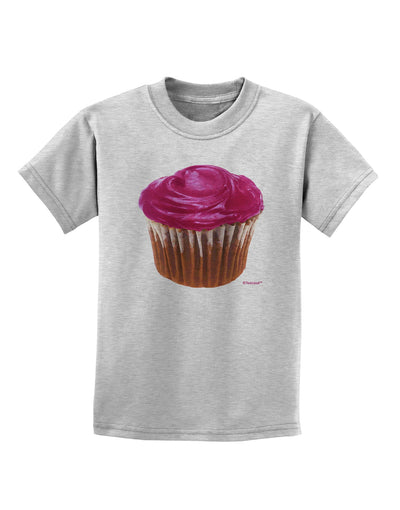 Giant Bright Pink Cupcake Childrens T-Shirt by TooLoud-Childrens T-Shirt-TooLoud-AshGray-X-Small-Davson Sales