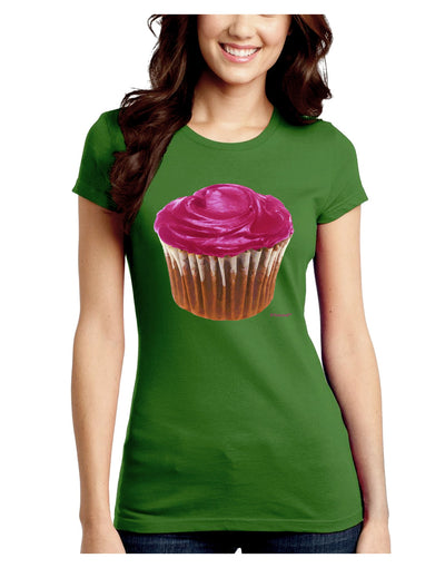 Giant Bright Pink Cupcake Juniors Crew Dark T-Shirt by TooLoud-T-Shirts Juniors Tops-TooLoud-Kiwi-Green-Juniors Fitted X-Small-Davson Sales