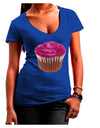 Giant Bright Pink Cupcake Juniors V-Neck Dark T-Shirt by TooLoud-Womens V-Neck T-Shirts-TooLoud-Royal-Blue-Juniors Fitted Small-Davson Sales