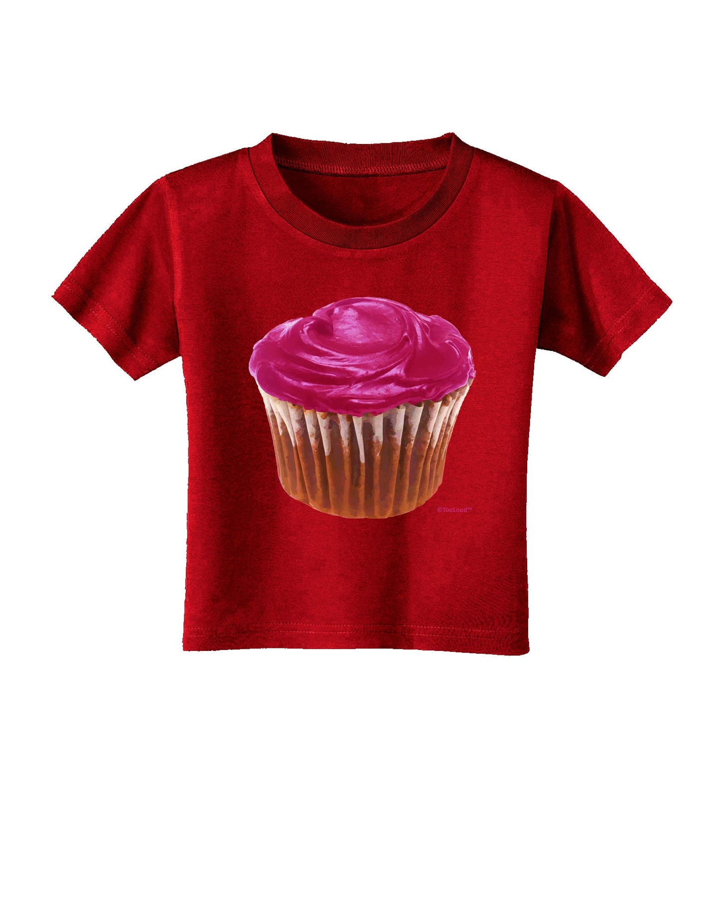 Giant Bright Pink Cupcake Toddler T-Shirt Dark by TooLoud-Toddler T-Shirt-TooLoud-Red-2T-Davson Sales