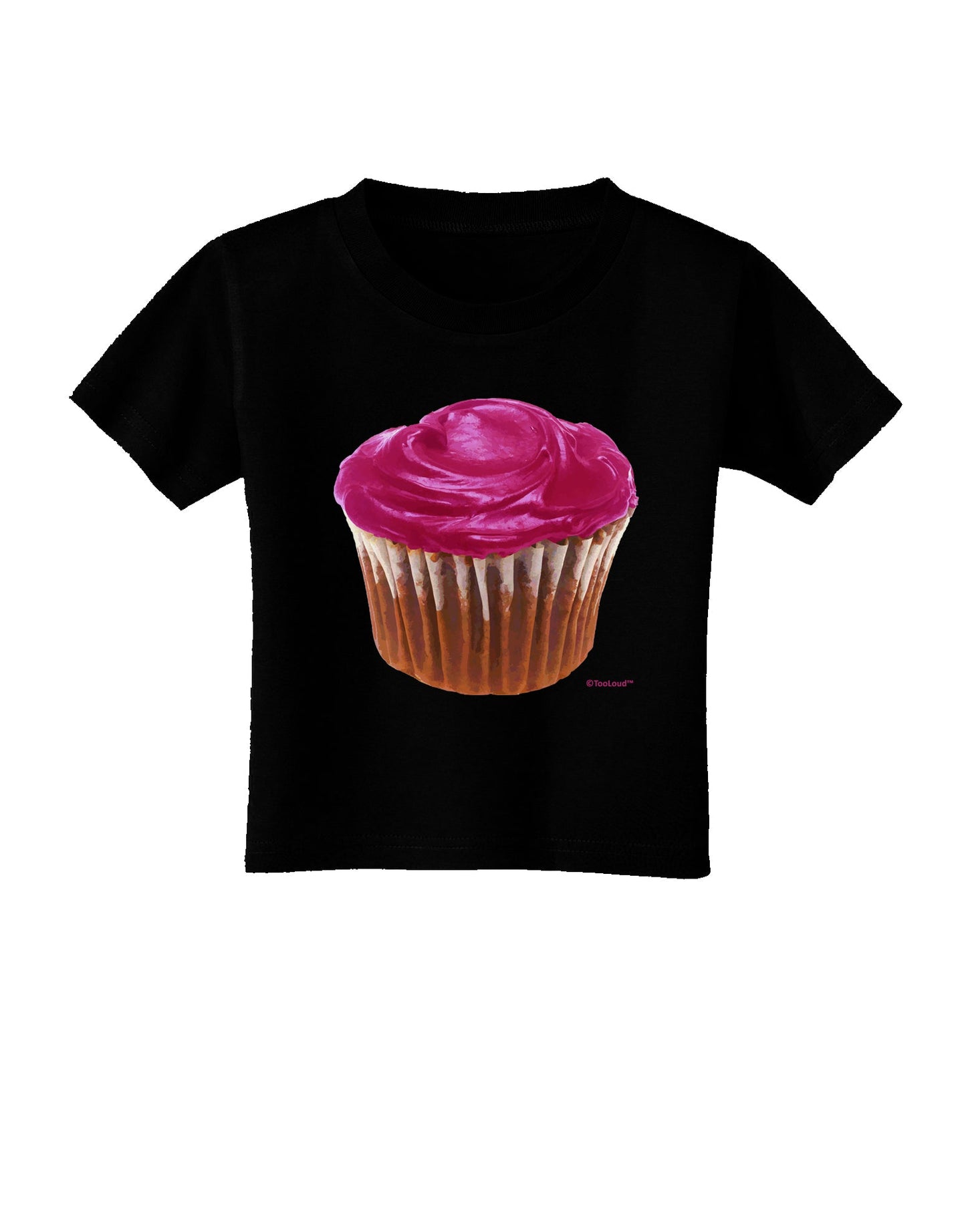 Giant Bright Pink Cupcake Toddler T-Shirt Dark by TooLoud-Toddler T-Shirt-TooLoud-Black-2T-Davson Sales