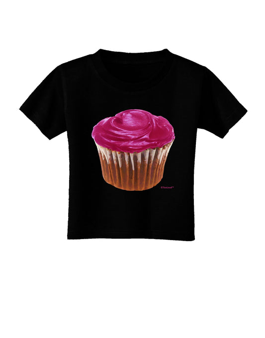 Giant Bright Pink Cupcake Toddler T-Shirt Dark by TooLoud-Toddler T-Shirt-TooLoud-Black-2T-Davson Sales