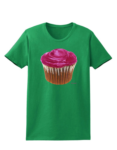 Giant Bright Pink Cupcake Womens Dark T-Shirt by TooLoud-Womens T-Shirt-TooLoud-Kelly-Green-X-Small-Davson Sales