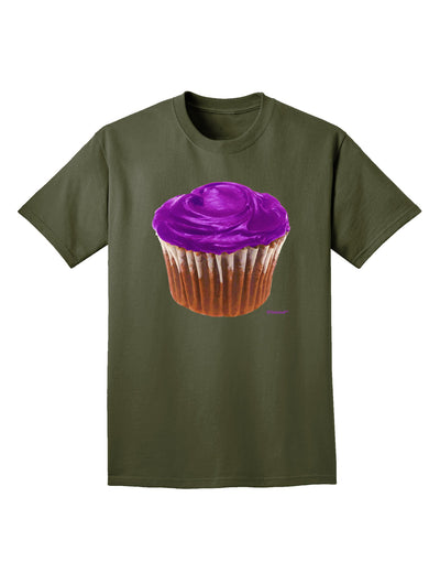 Giant Bright Purple Cupcake Adult Dark T-Shirt by TooLoud-Mens T-Shirt-TooLoud-Military-Green-Small-Davson Sales