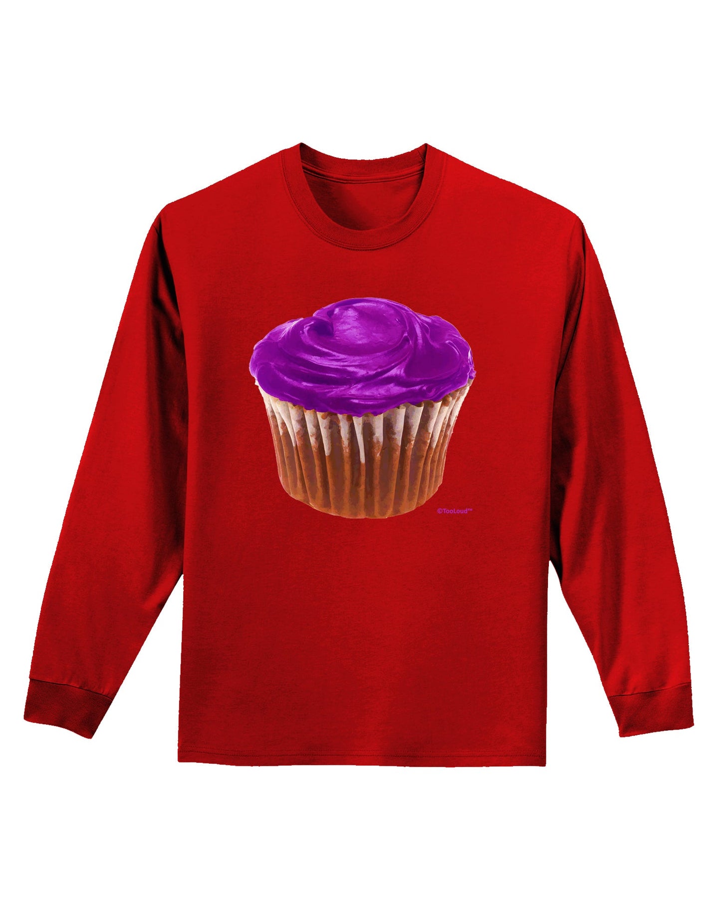 Giant Bright Purple Cupcake Adult Long Sleeve Dark T-Shirt by TooLoud-TooLoud-Red-Small-Davson Sales