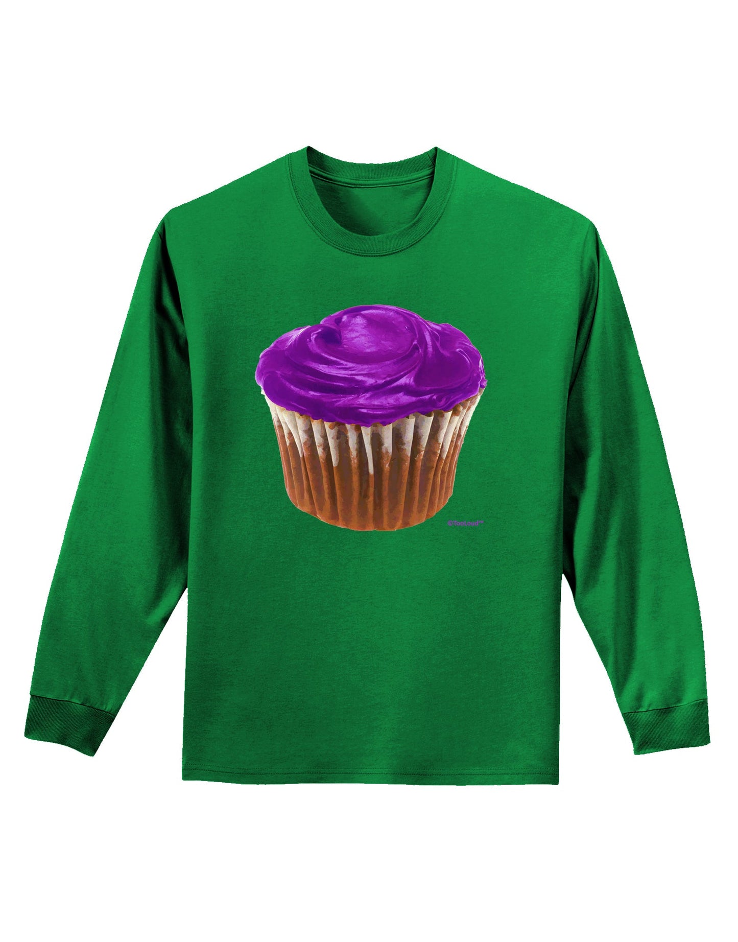 Giant Bright Purple Cupcake Adult Long Sleeve Dark T-Shirt by TooLoud-TooLoud-Kelly-Green-Small-Davson Sales