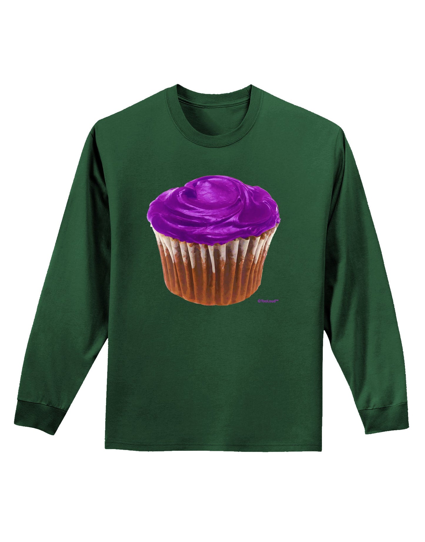 Giant Bright Purple Cupcake Adult Long Sleeve Dark T-Shirt by TooLoud-TooLoud-Dark-Green-Small-Davson Sales