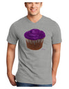 Giant Bright Purple Cupcake Adult V-Neck T-shirt by TooLoud-Mens V-Neck T-Shirt-TooLoud-HeatherGray-Small-Davson Sales