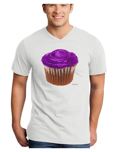 Giant Bright Purple Cupcake Adult V-Neck T-shirt by TooLoud-Mens V-Neck T-Shirt-TooLoud-White-Small-Davson Sales