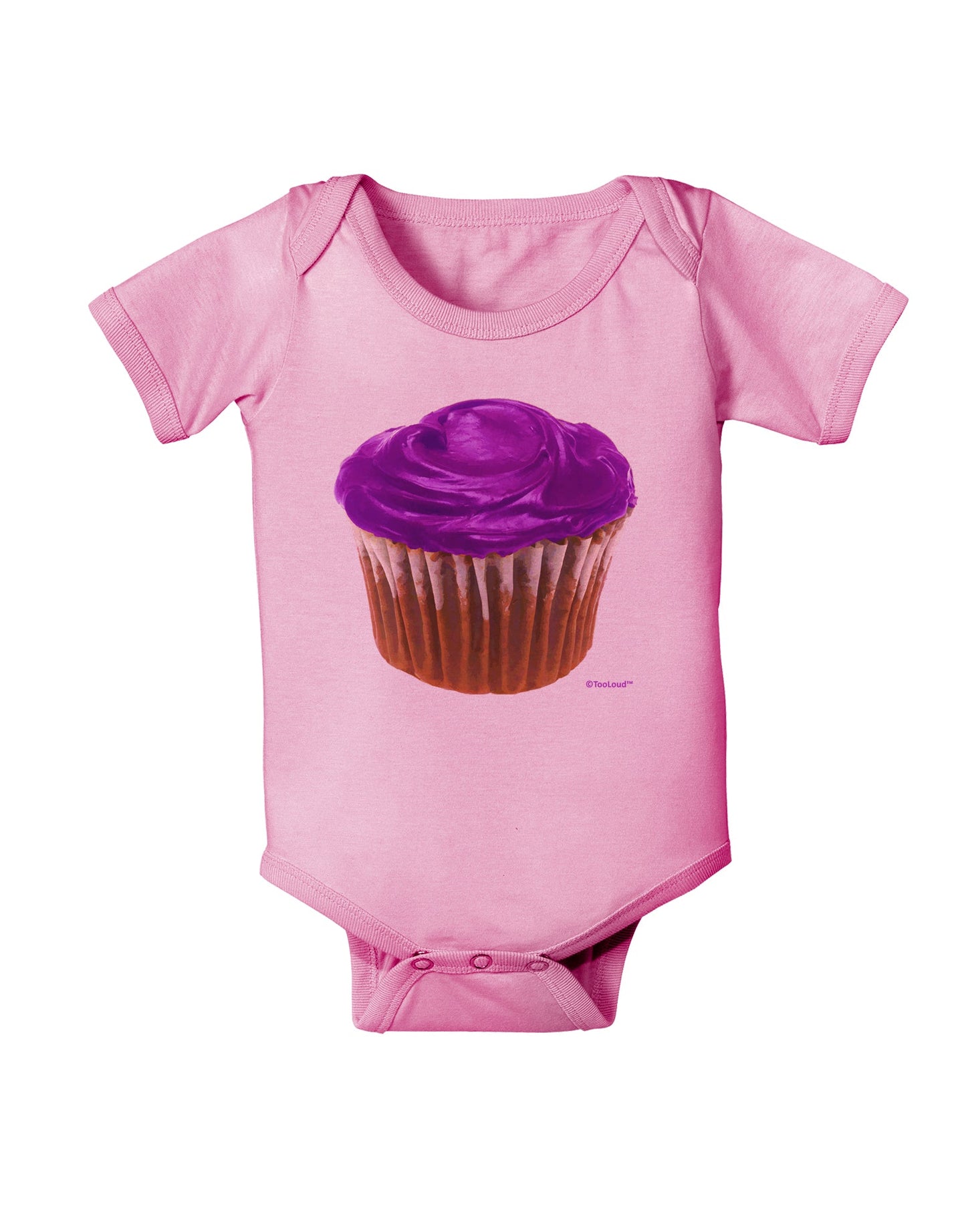 Giant Bright Purple Cupcake Baby Romper Bodysuit by TooLoud-Baby Romper-TooLoud-Light-Pink-06-Months-Davson Sales