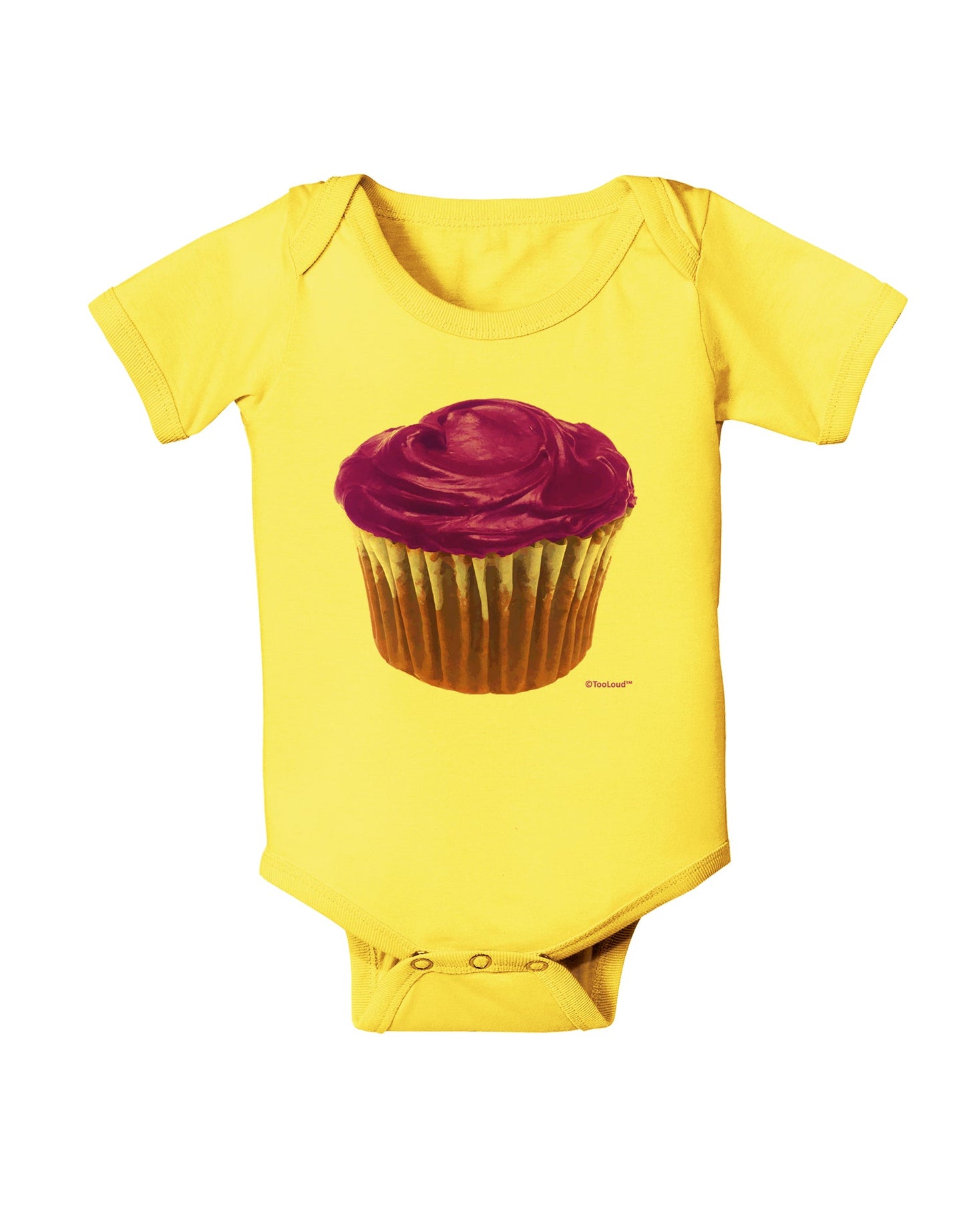 Giant Bright Purple Cupcake Baby Romper Bodysuit by TooLoud-Baby Romper-TooLoud-Yellow-06-Months-Davson Sales