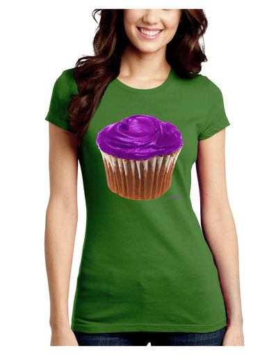 Giant Bright Purple Cupcake Juniors Crew Dark T-Shirt by TooLoud-T-Shirts Juniors Tops-TooLoud-Kiwi-Green-Juniors Fitted X-Small-Davson Sales