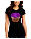 Giant Bright Purple Cupcake Juniors Crew Dark T-Shirt by TooLoud-T-Shirts Juniors Tops-TooLoud-Black-Juniors Fitted Small-Davson Sales