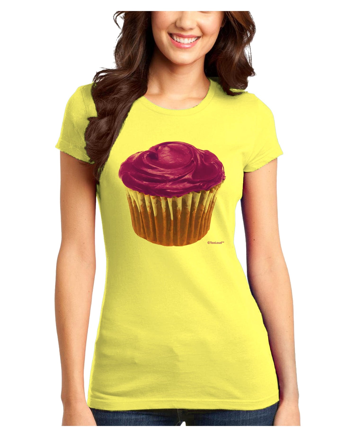 Giant Bright Purple Cupcake Juniors T-Shirt by TooLoud-Womens Juniors T-Shirt-TooLoud-Yellow-Juniors Fitted X-Small-Davson Sales