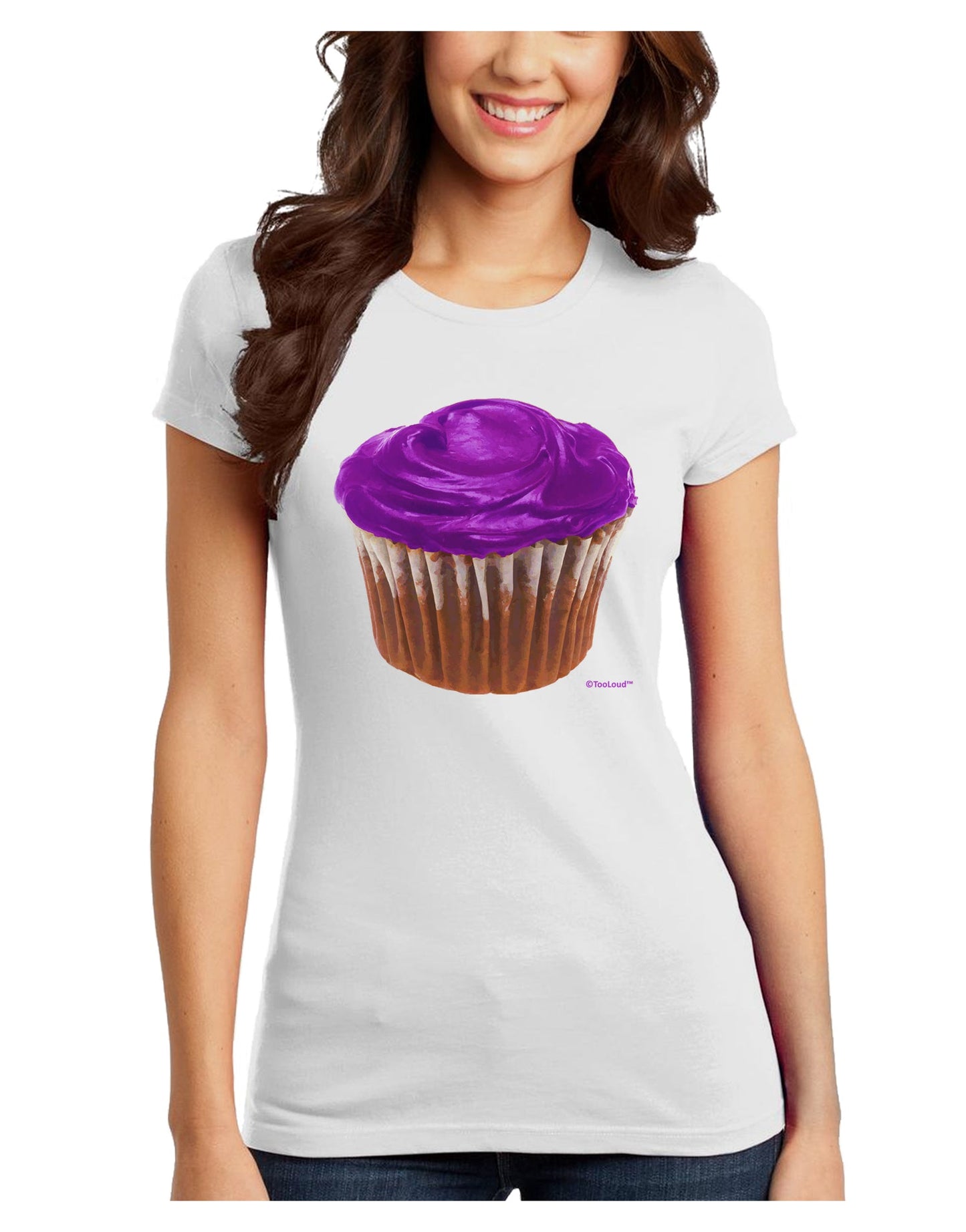Giant Bright Purple Cupcake Juniors T-Shirt by TooLoud-Womens Juniors T-Shirt-TooLoud-White-Juniors Fitted X-Small-Davson Sales
