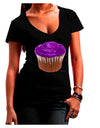 Giant Bright Purple Cupcake Juniors V-Neck Dark T-Shirt by TooLoud-Womens V-Neck T-Shirts-TooLoud-Black-Juniors Fitted Small-Davson Sales