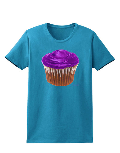 Giant Bright Purple Cupcake Womens Dark T-Shirt by TooLoud-Womens T-Shirt-TooLoud-Turquoise-X-Small-Davson Sales