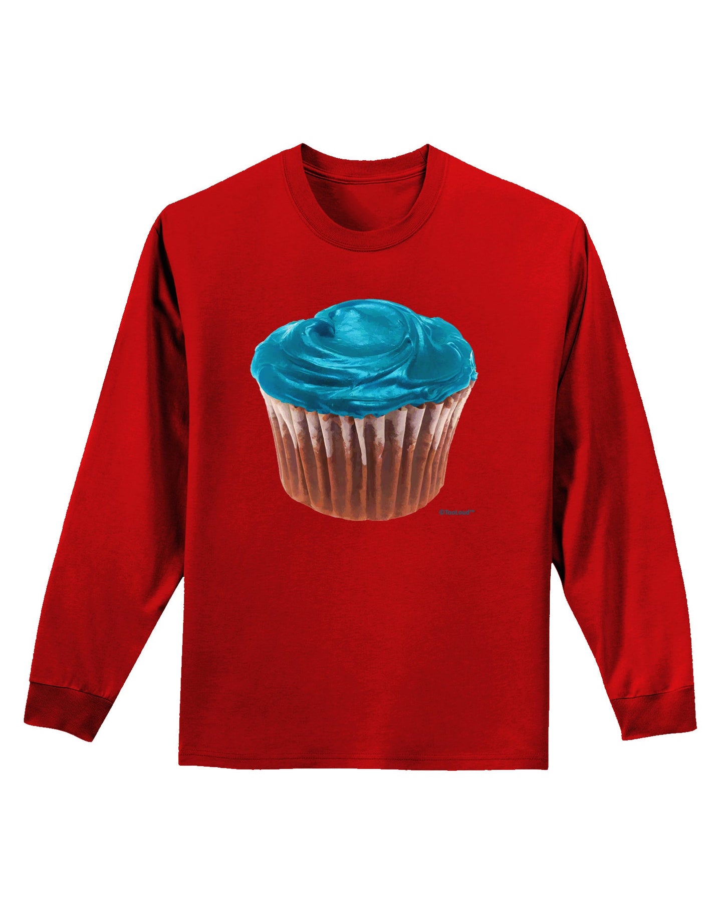 Giant Bright Turquoise Cupcake Adult Long Sleeve Dark T-Shirt by TooLoud-TooLoud-Red-Small-Davson Sales