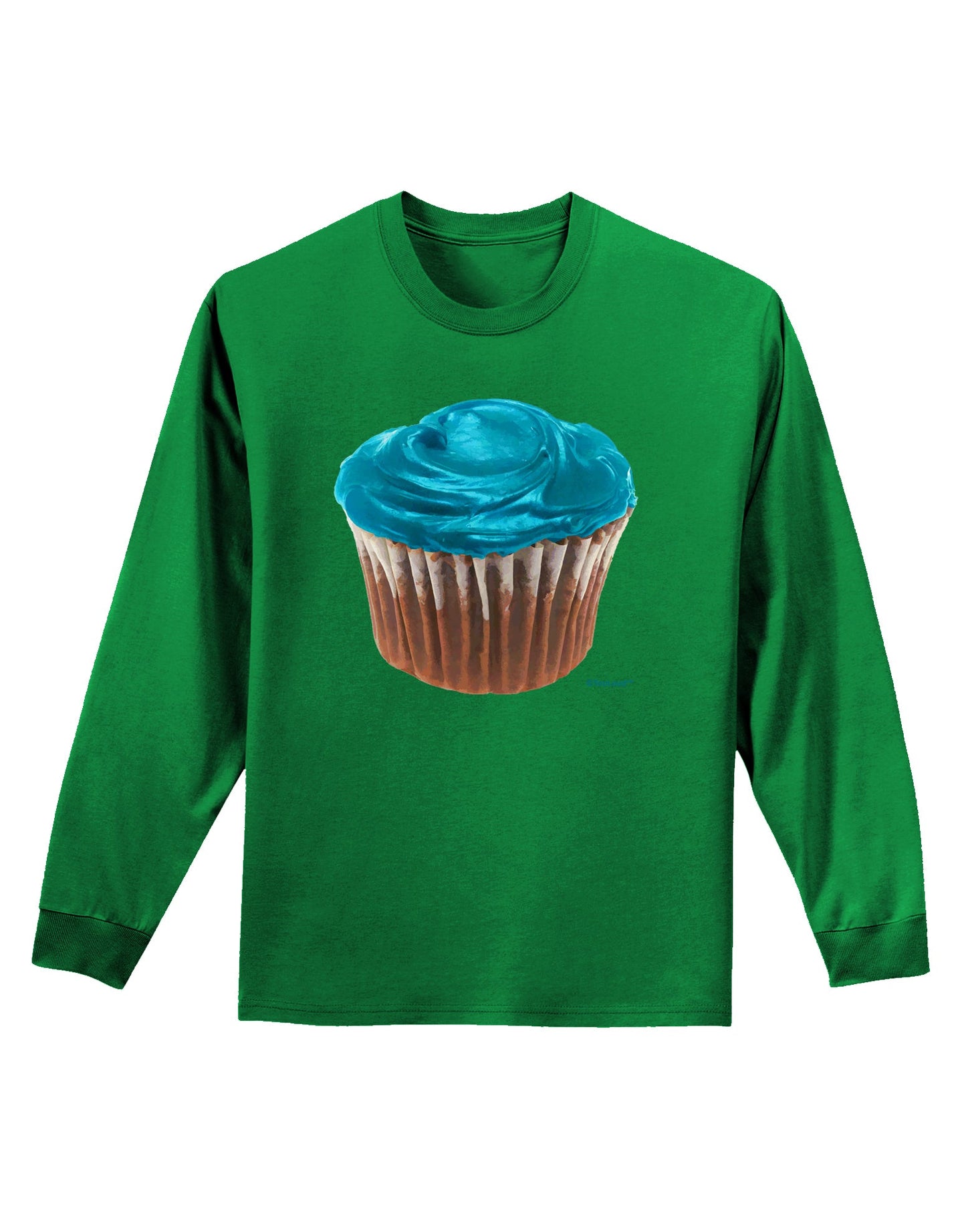 Giant Bright Turquoise Cupcake Adult Long Sleeve Dark T-Shirt by TooLoud-TooLoud-Kelly-Green-Small-Davson Sales