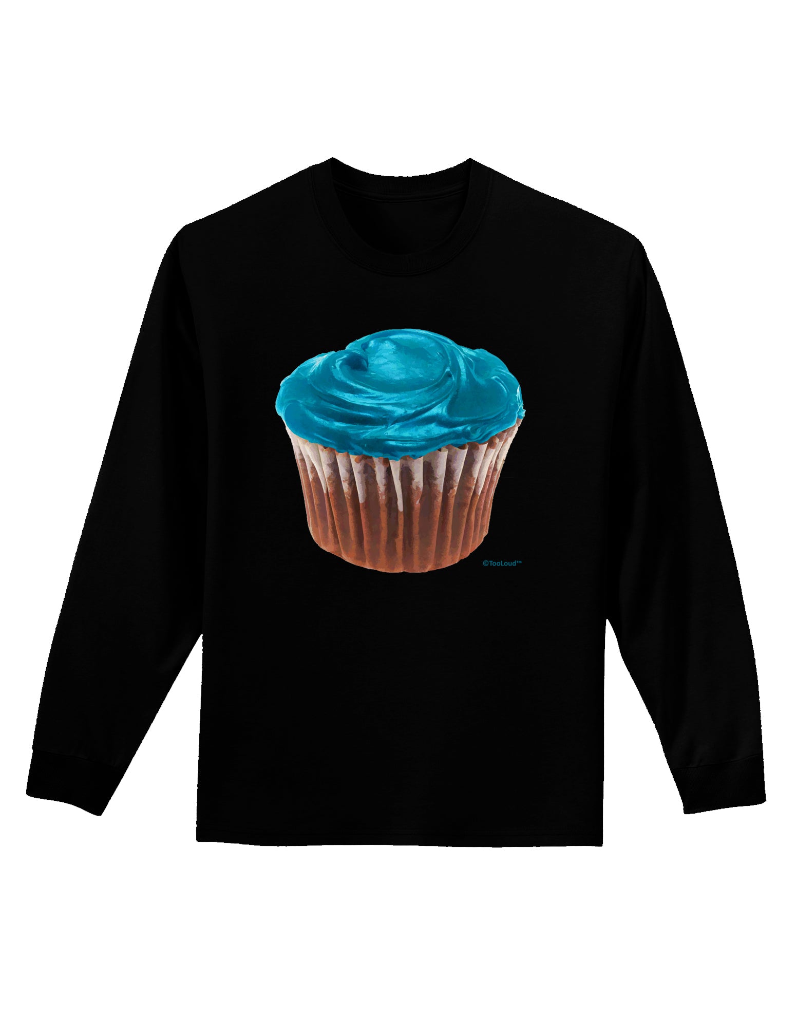 Giant Bright Turquoise Cupcake Adult Long Sleeve Dark T-Shirt by TooLoud-TooLoud-Black-Small-Davson Sales
