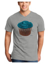 Giant Bright Turquoise Cupcake Adult V-Neck T-shirt by TooLoud-Mens V-Neck T-Shirt-TooLoud-HeatherGray-Small-Davson Sales