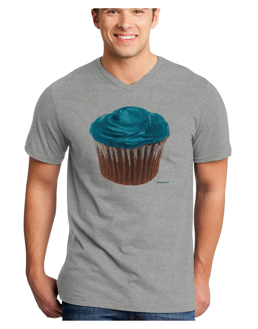 Giant Bright Turquoise Cupcake Adult V-Neck T-shirt by TooLoud-Mens V-Neck T-Shirt-TooLoud-White-Small-Davson Sales