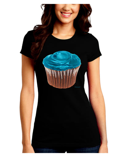 Giant Bright Turquoise Cupcake Juniors Crew Dark T-Shirt by TooLoud-T-Shirts Juniors Tops-TooLoud-Black-Juniors Fitted Small-Davson Sales