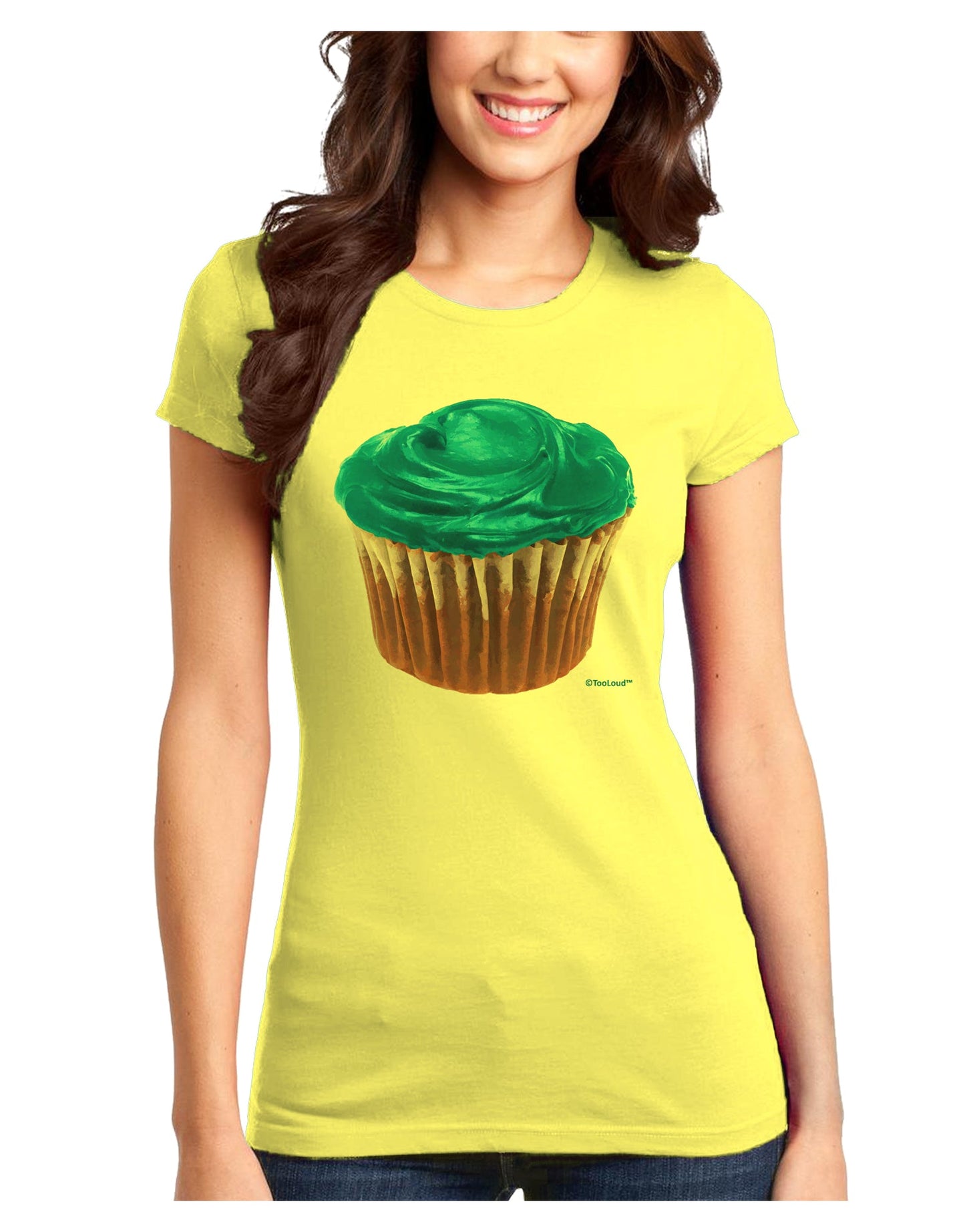 Giant Bright Turquoise Cupcake Juniors T-Shirt by TooLoud-Womens Juniors T-Shirt-TooLoud-Yellow-Juniors Fitted X-Small-Davson Sales
