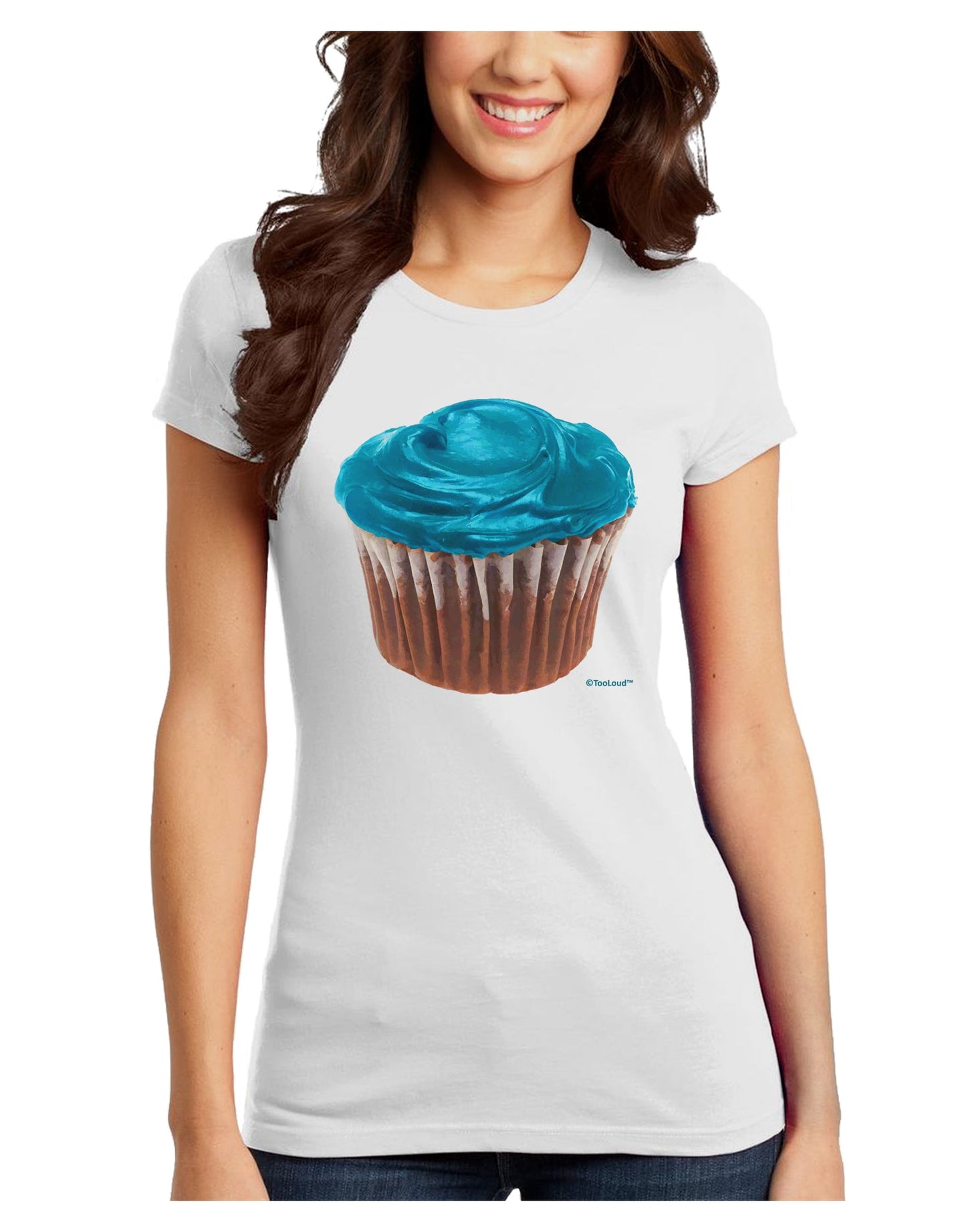 Giant Bright Turquoise Cupcake Juniors T-Shirt by TooLoud-Womens Juniors T-Shirt-TooLoud-White-Juniors Fitted X-Small-Davson Sales