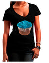 Giant Bright Turquoise Cupcake Juniors V-Neck Dark T-Shirt by TooLoud-Womens V-Neck T-Shirts-TooLoud-Black-Juniors Fitted Small-Davson Sales