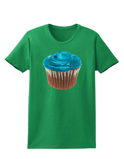 Giant Bright Turquoise Cupcake Womens Dark T-Shirt by TooLoud-Womens T-Shirt-TooLoud-Kelly-Green-X-Small-Davson Sales