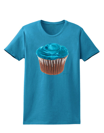 Giant Bright Turquoise Cupcake Womens Dark T-Shirt by TooLoud-Womens T-Shirt-TooLoud-Turquoise-X-Small-Davson Sales