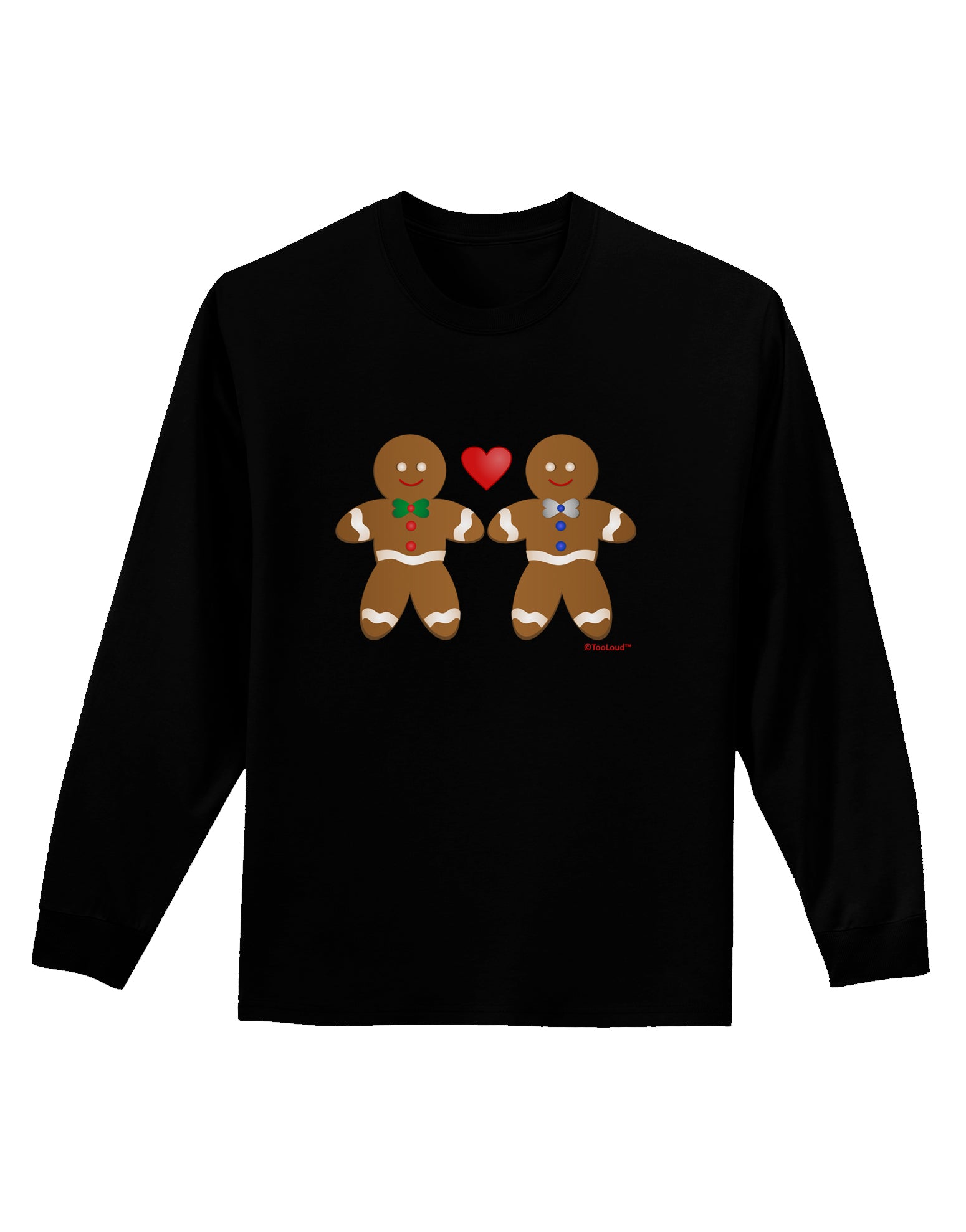 Gingerbread Man Couple Adult Long Sleeve Dark T-Shirt by TooLoud-TooLoud-Black-Small-Davson Sales