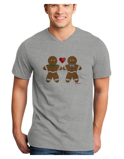 Gingerbread Man Couple Adult V-Neck T-shirt by TooLoud-Mens V-Neck T-Shirt-TooLoud-HeatherGray-Small-Davson Sales