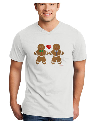 Gingerbread Man Couple Adult V-Neck T-shirt by TooLoud-Mens V-Neck T-Shirt-TooLoud-White-Small-Davson Sales