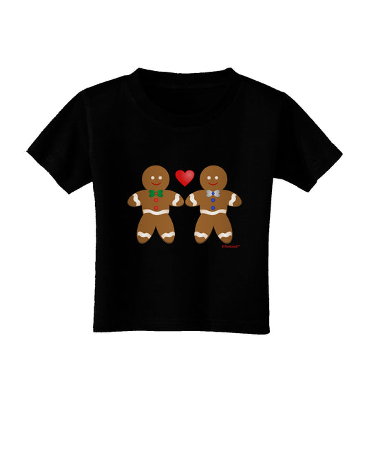 Gingerbread Man Couple Toddler T-Shirt Dark by TooLoud-Toddler T-Shirt-TooLoud-Black-2T-Davson Sales