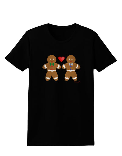 Gingerbread Man Couple Womens Dark T-Shirt by TooLoud-Womens T-Shirt-TooLoud-Black-X-Small-Davson Sales