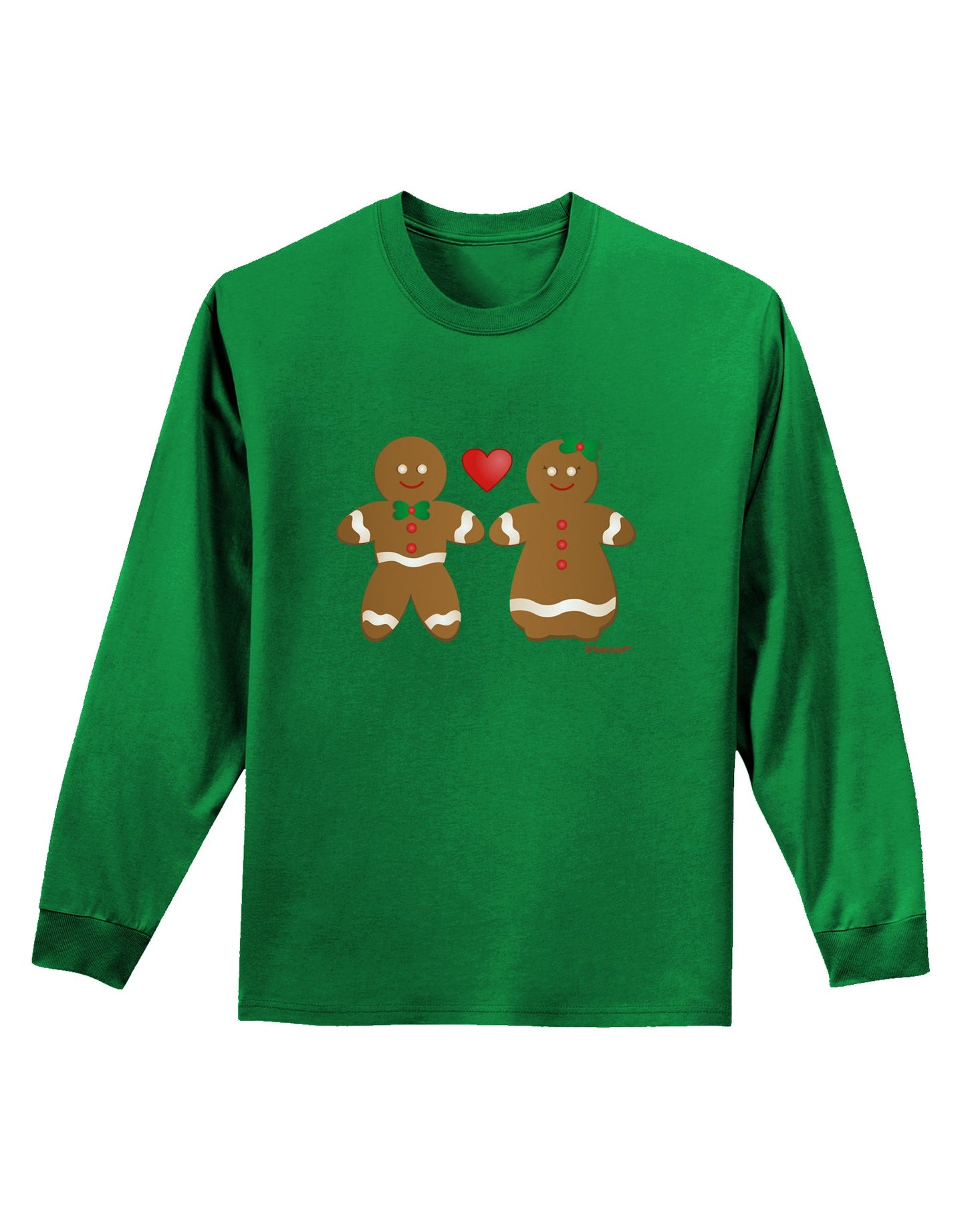 Gingerbread Man and Gingerbread Woman Couple Adult Long Sleeve Dark T-Shirt by TooLoud-TooLoud-Kelly-Green-Small-Davson Sales