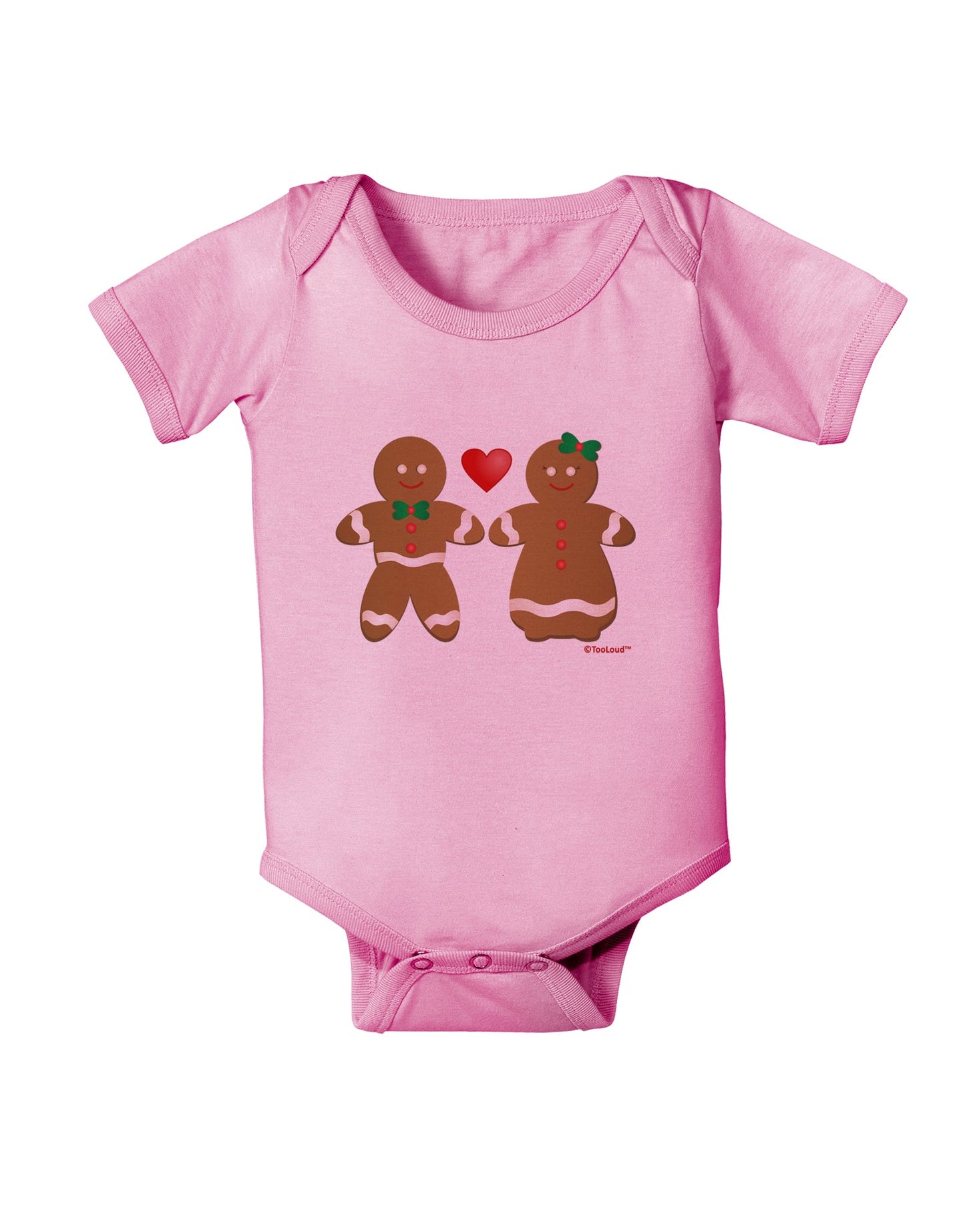 Gingerbread Man and Gingerbread Woman Couple Baby Romper Bodysuit by TooLoud-Baby Romper-TooLoud-Light-Pink-06-Months-Davson Sales