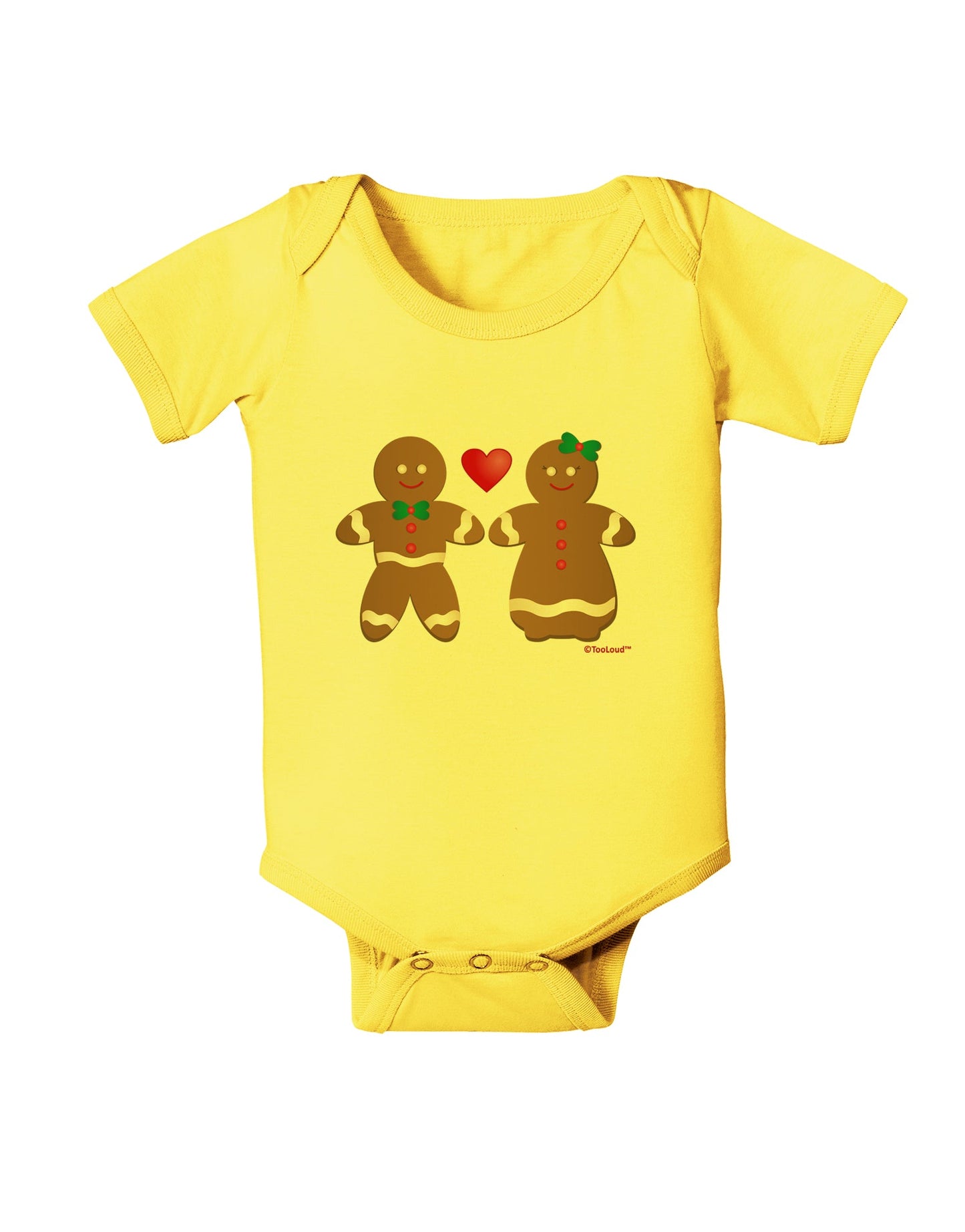 Gingerbread Man and Gingerbread Woman Couple Baby Romper Bodysuit by TooLoud-Baby Romper-TooLoud-Yellow-06-Months-Davson Sales