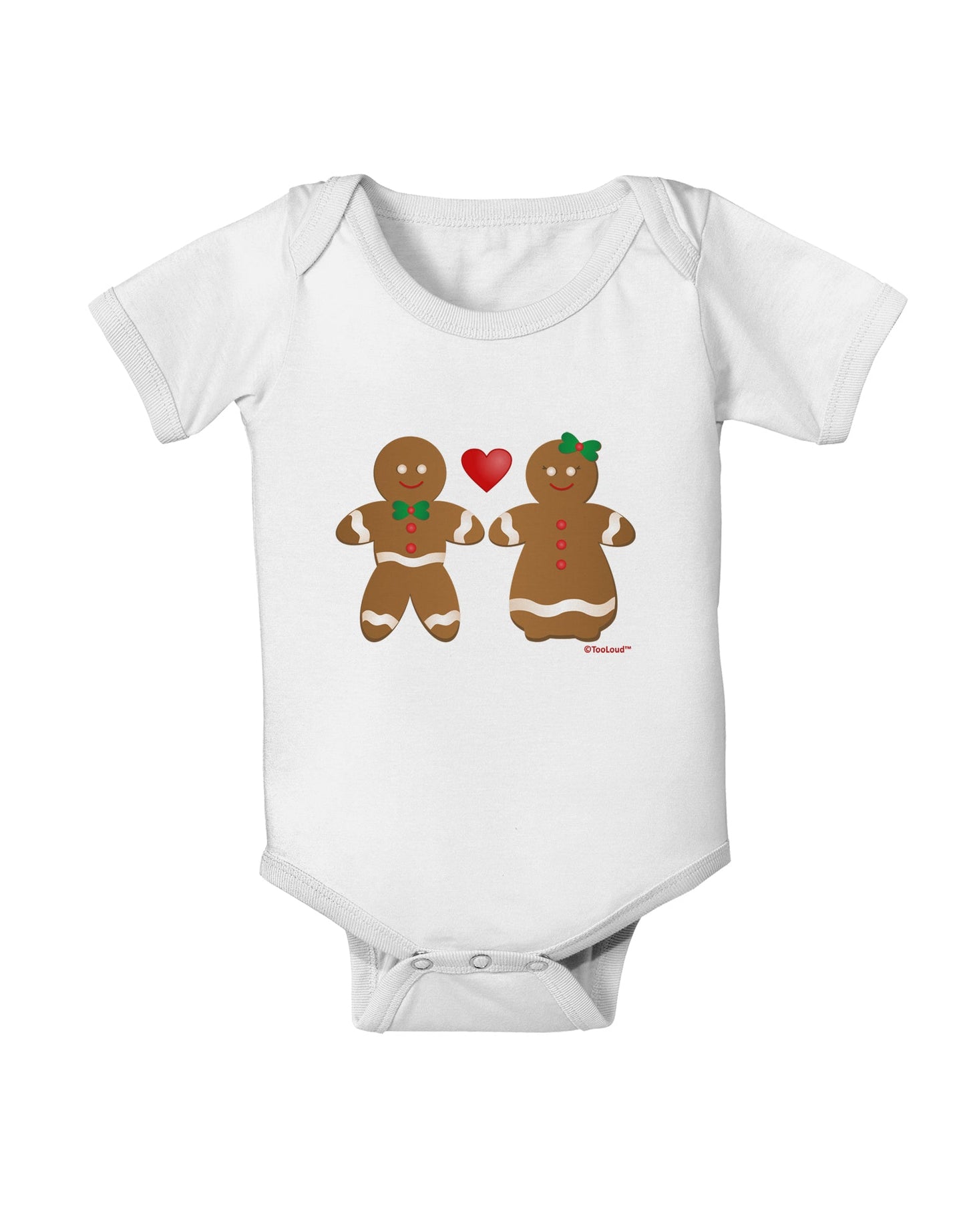 Gingerbread Man and Gingerbread Woman Couple Baby Romper Bodysuit by TooLoud-Baby Romper-TooLoud-White-06-Months-Davson Sales